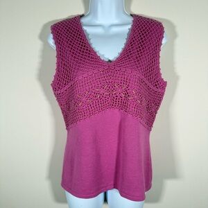 NWT Women’s Madison & Max Tropical Bloom Pink Y2K Sleeveless Crochet Top M